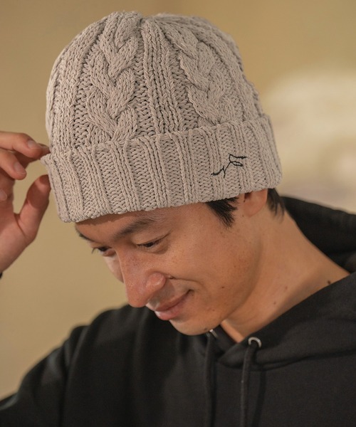 CALL&RESPONSE（コールアンドレスポンス）の「mko10710- SAISENTAKU-ケーブル編みニットキャップ（ニットキャップ/ビーニー・メンズ・グレー/ベージュ/ブラック・FREE）」の3枚目の写真