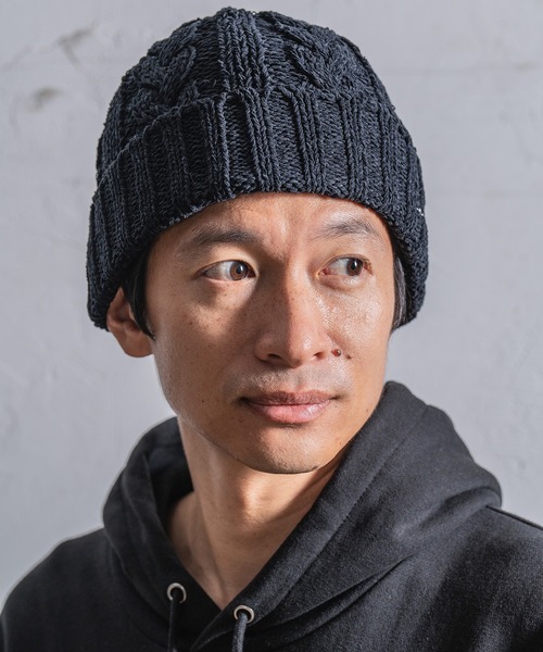 CALL&RESPONSE（コールアンドレスポンス）の「mko10710- SAISENTAKU-ケーブル編みニットキャップ（ニットキャップ/ビーニー・メンズ・グレー/ベージュ/ブラック・FREE）」の2枚目の写真