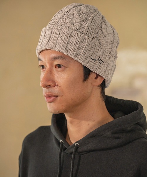 CALL&RESPONSE（コールアンドレスポンス）の「mko10710- SAISENTAKU-ケーブル編みニットキャップ（ニットキャップ/ビーニー・メンズ・グレー/ベージュ/ブラック・FREE）」の4枚目の写真