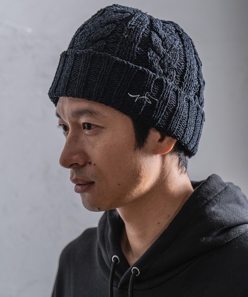 CALL&RESPONSE（コールアンドレスポンス）の「mko10710- SAISENTAKU-ケーブル編みニットキャップ（ニットキャップ/ビーニー・メンズ・グレー/ベージュ/ブラック・FREE）」の8枚目の写真