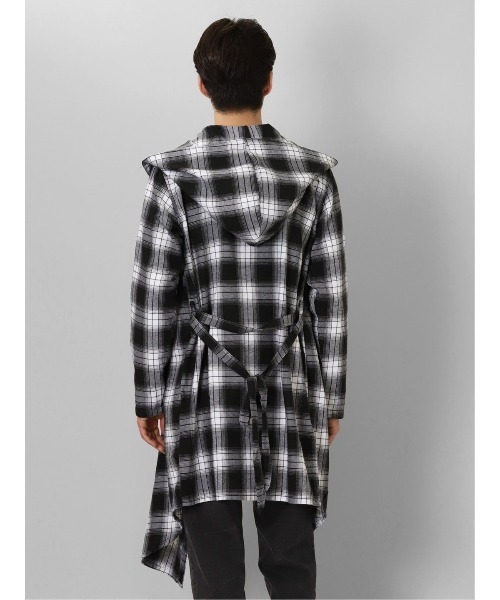 semantic design（セマンティックデザイン）の「セマンティックデザイン チェック柄 ルーズ フードコーディガン（その他アウター・メンズ・ホワイト×ブラック/ダークウッド・MEDIUM/LARGE）」の7枚目の写真