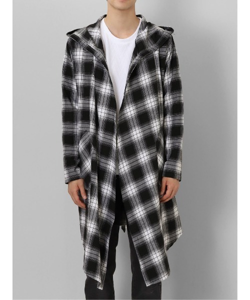 semantic design（セマンティックデザイン）の「セマンティックデザイン チェック柄 ルーズ フードコーディガン（その他アウター・メンズ・ホワイト×ブラック/ダークウッド・MEDIUM/LARGE）」の9枚目の写真