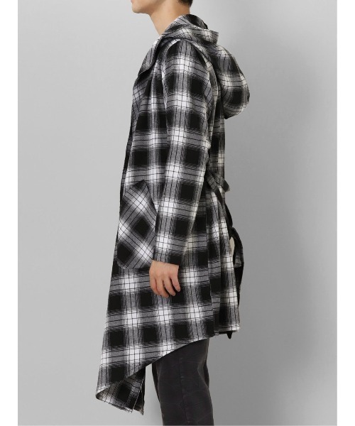 semantic design（セマンティックデザイン）の「セマンティックデザイン チェック柄 ルーズ フードコーディガン（その他アウター・メンズ・ホワイト×ブラック/ダークウッド・MEDIUM/LARGE）」の10枚目の写真