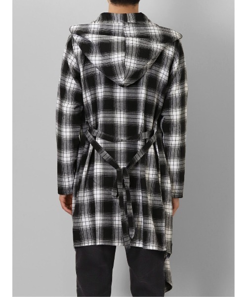 semantic design（セマンティックデザイン）の「セマンティックデザイン チェック柄 ルーズ フードコーディガン（その他アウター・メンズ・ホワイト×ブラック/ダークウッド・MEDIUM/LARGE）」の11枚目の写真