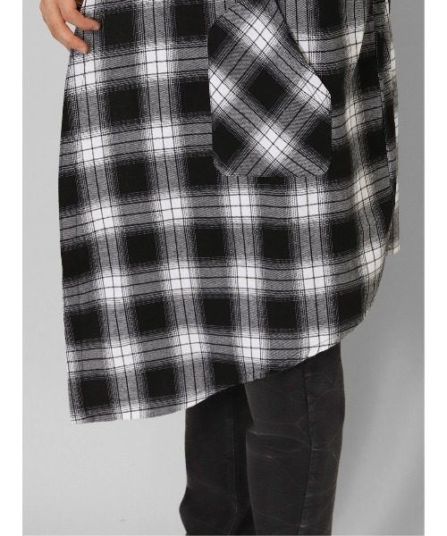 semantic design（セマンティックデザイン）の「セマンティックデザイン チェック柄 ルーズ フードコーディガン（その他アウター・メンズ・ホワイト×ブラック/ダークウッド・MEDIUM/LARGE）」の14枚目の写真