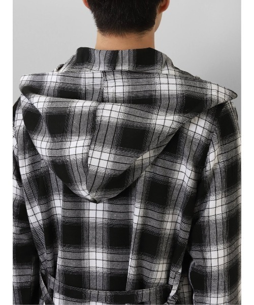 semantic design（セマンティックデザイン）の「セマンティックデザイン チェック柄 ルーズ フードコーディガン（その他アウター・メンズ・ホワイト×ブラック/ダークウッド・MEDIUM/LARGE）」の15枚目の写真