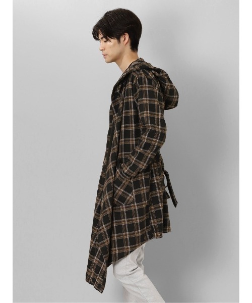 semantic design（セマンティックデザイン）の「セマンティックデザイン チェック柄 ルーズ フードコーディガン（その他アウター・メンズ・ホワイト×ブラック/ダークウッド・MEDIUM/LARGE）」の20枚目の写真