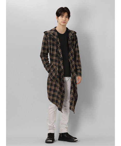 semantic design（セマンティックデザイン）の「セマンティックデザイン チェック柄 ルーズ フードコーディガン（その他アウター・メンズ・ホワイト×ブラック/ダークウッド・MEDIUM/LARGE）」の19枚目の写真