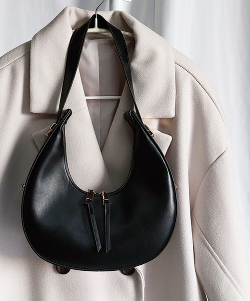 me+em select（ミームセレクト）の「※※【 ２ｗａｙ 】ハーフムーンフォルムハンドバッグ（ハンドバッグ・レディース・ブラック/アイボリー/グリーン/オレンジ・FREE）」の2枚目の写真