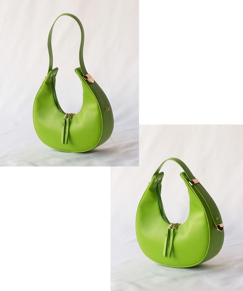 me+em select（ミームセレクト）の「※※【 ２ｗａｙ 】ハーフムーンフォルムハンドバッグ（ハンドバッグ・レディース・ブラック/アイボリー/グリーン/オレンジ・FREE）」の5枚目の写真