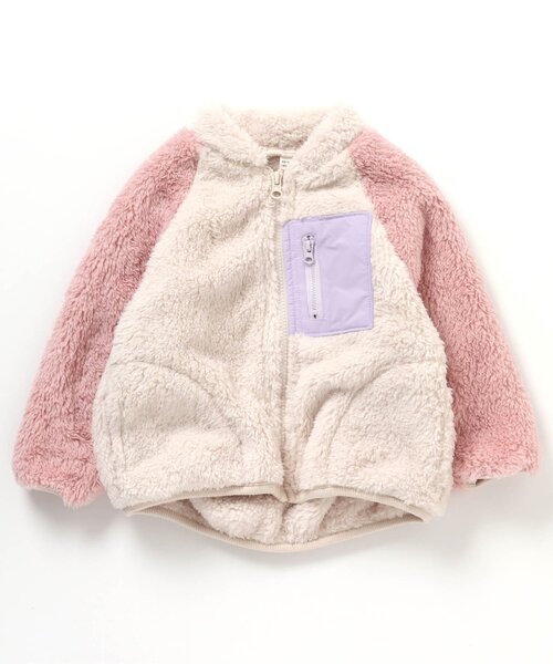 apres les cours（アプレレクール）の「ゆったりファーフリースジャケット（その他アウター・キッズ・パープル/イエロー/アイボリー/ピンク・110/100/130/80/90/120）」の4枚目の写真