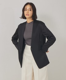 qualite | アセテートサテンバイカラージャケット(テーラードジャケット)