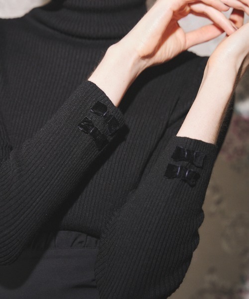 MIRO AMURETTE(ミロアミュレット)の「neck ribbon knit/ネックリボンニット(ニット/セーター・レディース・ブラック・FREE)」の8枚目の写真