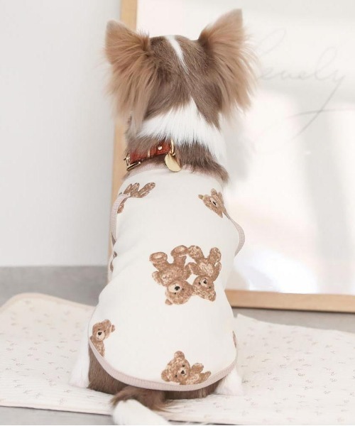 moncheri（モンシェリ）の「くまさんパイピングトップス / 犬服 / ドッグウェア（ペットウェア・レディース・アイボリー・S/M/L/XL）」の6枚目の写真
