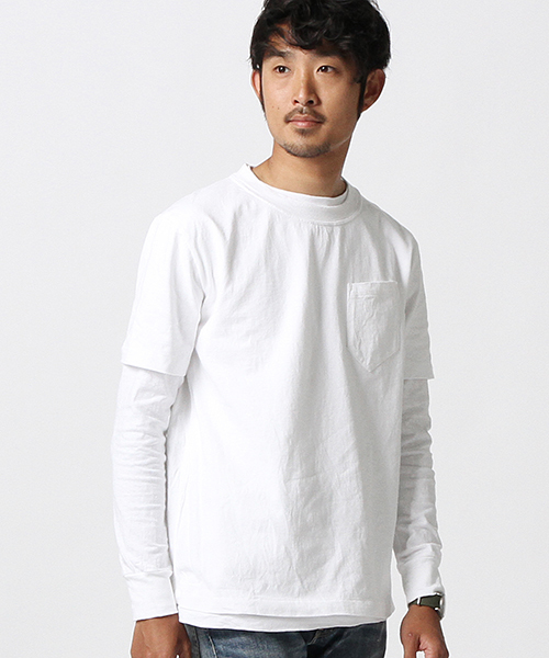 Sanca(サンカ)の「Sanca×BEAMS / 別注 天竺 レイヤード Tシャツ(Tシャツ/カットソー・メンズ・ホワイト/グレー・2/1/3/4)」の2枚目の写真
