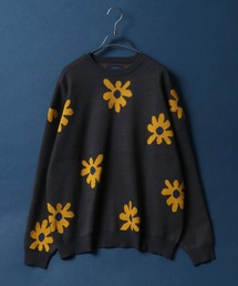 ANPAS | Flower Total Pattern Jacquard Knit Pullover/花柄 オーバーサイズ ジャガード ニット プルオーバー(ニット/セーター)
