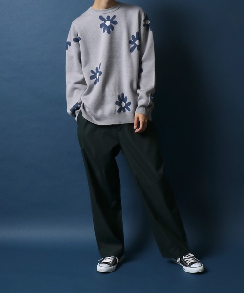 ANPAS（アンパス）の「Flower Total Pattern Jacquard Knit Pullover/花柄 オーバーサイズ ジャガード ニット プルオーバー（ニット/セーター・メンズ・チャコールグレー/グレー/アイボリー/ネイビー/ブルー・M/L）」の15枚目の写真