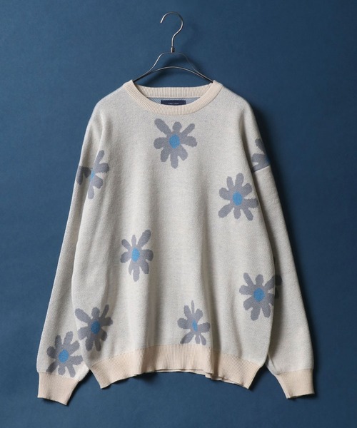 ANPAS（アンパス）の「Flower Total Pattern Jacquard Knit Pullover/花柄 オーバーサイズ ジャガード ニット プルオーバー（ニット/セーター・メンズ・チャコールグレー/グレー/アイボリー/ネイビー/ブルー・M/L）」の22枚目の写真