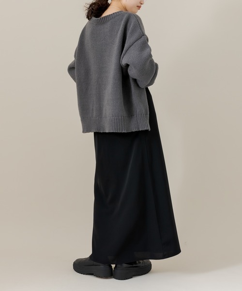 mline（エムライン）の「[mline]アームカバー付スリットニット（ニット/セーター・レディース・チャコールグレー/ライトグレー/パープル・FREE）」の8枚目の写真