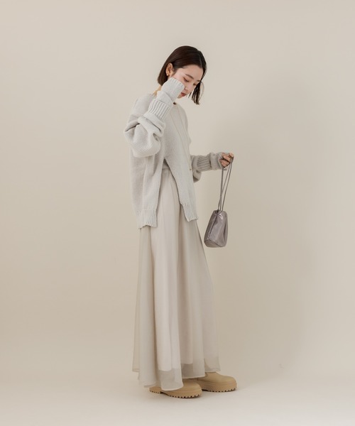 mline（エムライン）の「[mline]アームカバー付スリットニット（ニット/セーター・レディース・チャコールグレー/ライトグレー/パープル・FREE）」の21枚目の写真