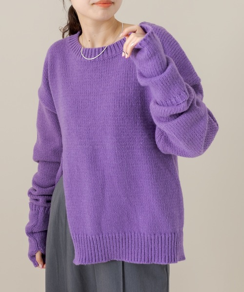 mline（エムライン）の「[mline]アームカバー付スリットニット（ニット/セーター・レディース・チャコールグレー/ライトグレー/パープル・FREE）」の16枚目の写真