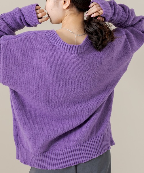 mline（エムライン）の「[mline]アームカバー付スリットニット（ニット/セーター・レディース・チャコールグレー/ライトグレー/パープル・FREE）」の17枚目の写真