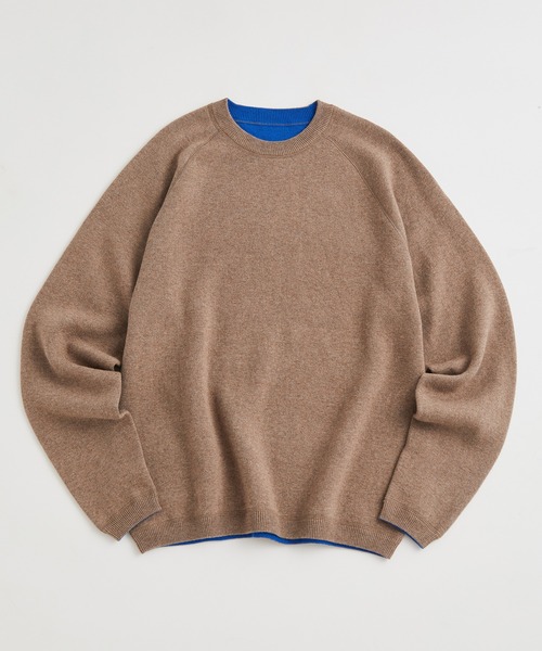 ADAM ET ROPE'（アダムエロペ）の「カシミヤ ミックス リバーシブル クルーネックニット/ギフト/ユニセックス（ニット/セーター・メンズ・グリーン系その他/ホワイト系その他7/グレー系その他・M/L）」の2枚目の写真