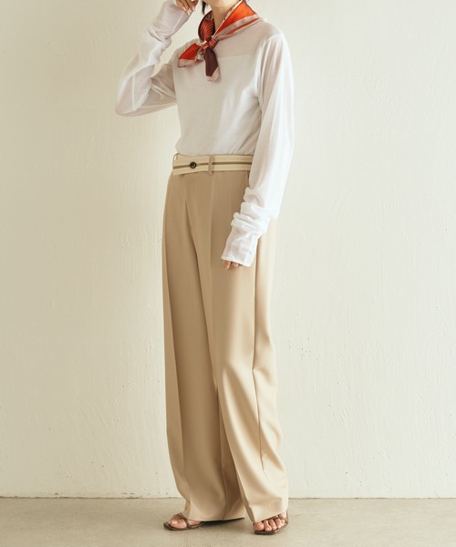 COLLAGE GALLARDAGALANTE（コラージュガリャルダガランテ）の「マーベルトデザインパンツ（スラックス・レディース・グレー/ベージュ・1/0）」の6枚目の写真