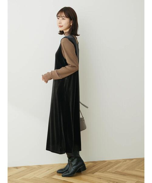 Green Parks(グリーンパークス)の「洗える2WAYベロアジャンパースカート(ジャンパースカート・レディース・ネイビー/ブラック/ホワイト系その他2・FREE)」の5枚目の写真