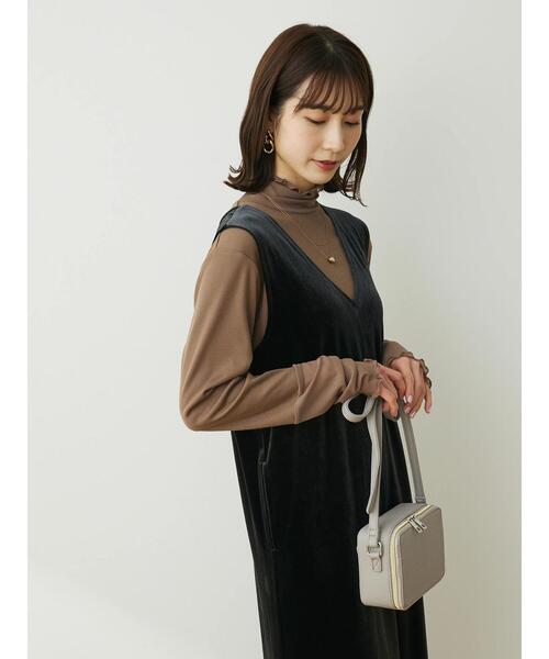 Green Parks(グリーンパークス)の「洗える2WAYベロアジャンパースカート(ジャンパースカート・レディース・ネイビー/ブラック/ホワイト系その他2・FREE)」の7枚目の写真