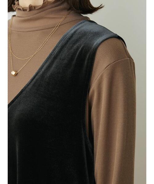 Green Parks(グリーンパークス)の「洗える2WAYベロアジャンパースカート(ジャンパースカート・レディース・ネイビー/ブラック/ホワイト系その他2・FREE)」の11枚目の写真