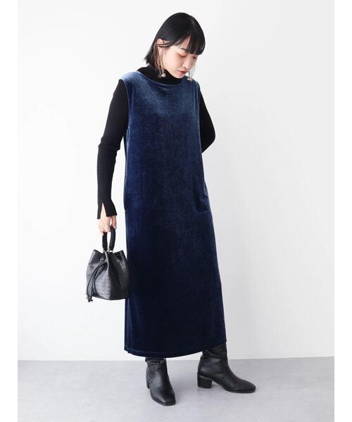 Green Parks(グリーンパークス)の「洗える2WAYベロアジャンパースカート(ジャンパースカート・レディース・ネイビー/ブラック/ホワイト系その他2・FREE)」の14枚目の写真