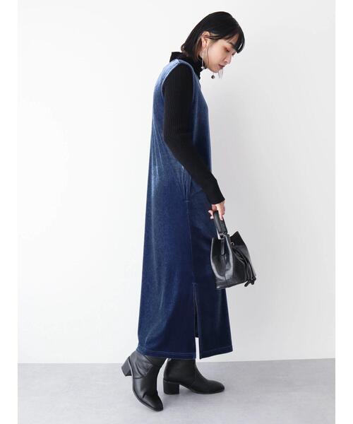 Green Parks(グリーンパークス)の「洗える2WAYベロアジャンパースカート(ジャンパースカート・レディース・ネイビー/ブラック/ホワイト系その他2・FREE)」の15枚目の写真