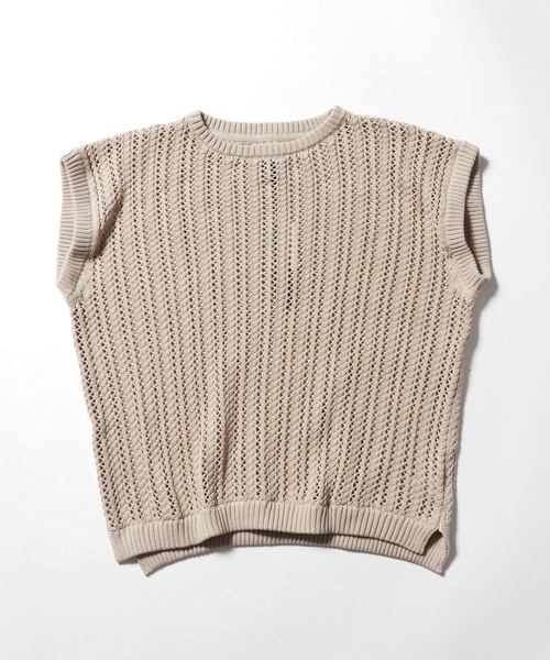 ROOPTOKYO（ループトウキョウ）の「透かし編みベスト オーバーサイズ ニットベスト メッシュニット（ベスト・メンズ・グリーン/ブラック/ベージュ・L/M）」の3枚目の写真
