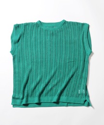 透かし編みベスト オーバーサイズ ニットベスト メッシュニット