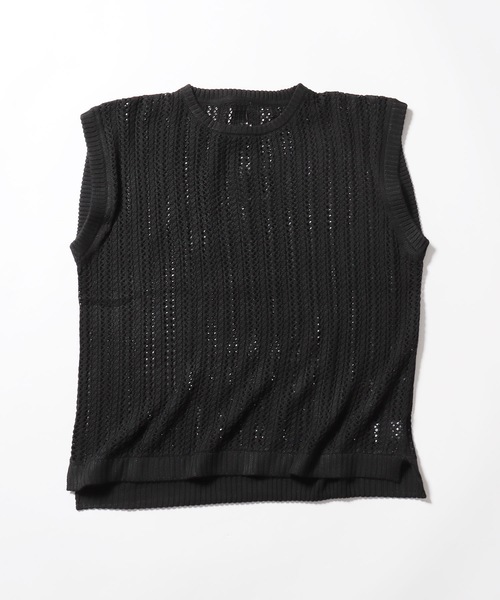 ROOPTOKYO（ループトウキョウ）の「透かし編みベスト オーバーサイズ ニットベスト メッシュニット（ベスト・メンズ・グリーン/ブラック/ベージュ・L/M）」の2枚目の写真