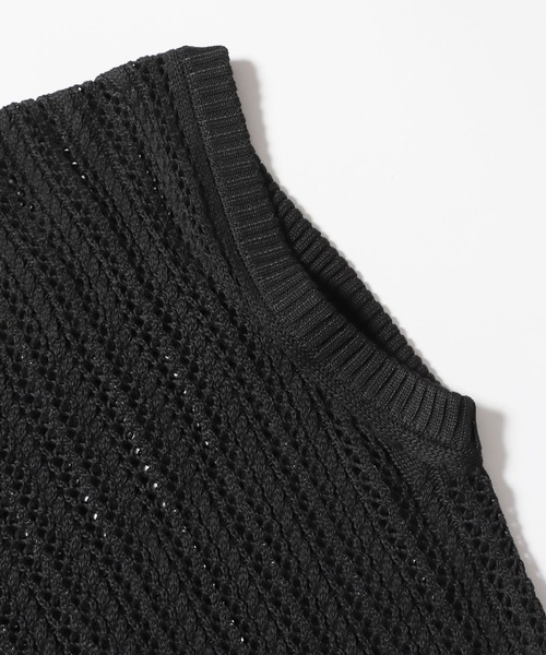 ROOPTOKYO（ループトウキョウ）の「透かし編みベスト オーバーサイズ ニットベスト メッシュニット（ベスト・メンズ・グリーン/ブラック/ベージュ・L/M）」の7枚目の写真