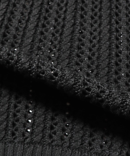 ROOPTOKYO（ループトウキョウ）の「透かし編みベスト オーバーサイズ ニットベスト メッシュニット（ベスト・メンズ・グリーン/ブラック/ベージュ・L/M）」の9枚目の写真