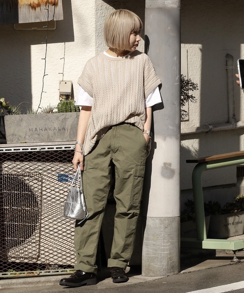 ROOPTOKYO（ループトウキョウ）の「透かし編みベスト オーバーサイズ ニットベスト メッシュニット（ベスト・メンズ・グリーン/ブラック/ベージュ・L/M）」の12枚目の写真