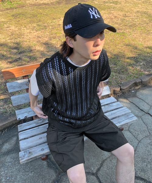 ROOPTOKYO（ループトウキョウ）の「透かし編みベスト オーバーサイズ ニットベスト メッシュニット（ベスト・メンズ・グリーン/ブラック/ベージュ・L/M）」の14枚目の写真
