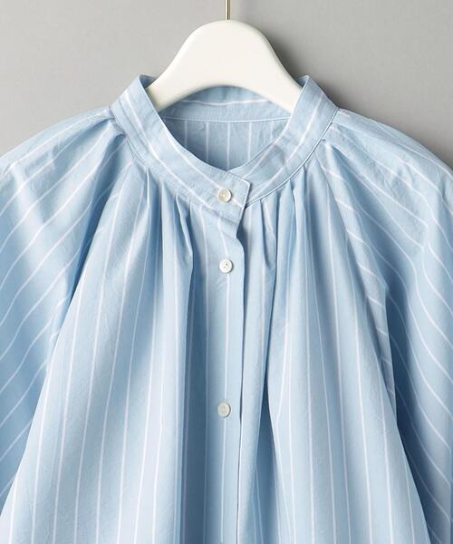 UNITED ARROWS ボウタイストライプシャツ ボリューム袖ブラウス美品 UNITED ARROWS ボウタイストライプシャツ ボリューム袖ブラウス