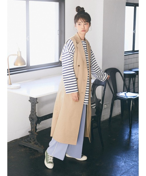 earth music&ecology（アースミュージックアンドエコロジー）の「2WAYジレンチ（ベスト・レディース・ブラック/ベージュ・FREE）」の3枚目の写真