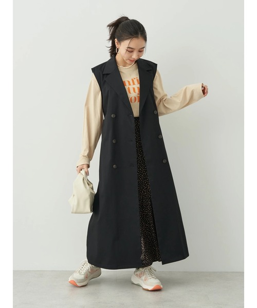 earth music&ecology（アースミュージックアンドエコロジー）の「2WAYジレンチ（ベスト・レディース・ブラック/ベージュ・FREE）」の5枚目の写真