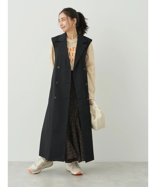 earth music&ecology（アースミュージックアンドエコロジー）の「2WAYジレンチ（ベスト・レディース・ブラック/ベージュ・FREE）」の6枚目の写真