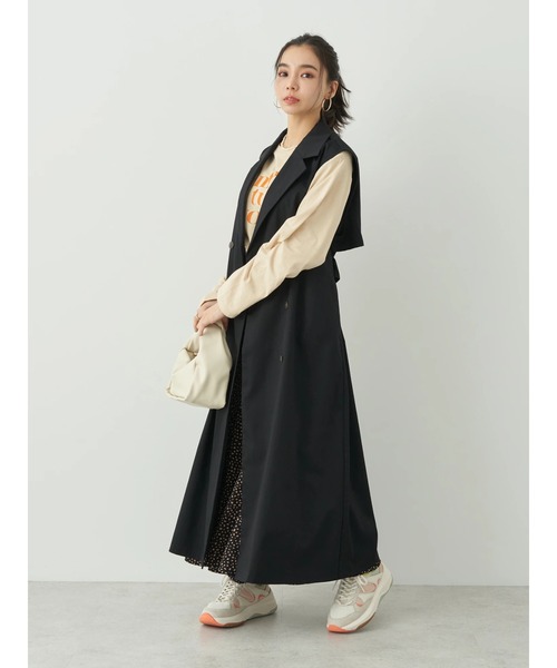 earth music&ecology（アースミュージックアンドエコロジー）の「2WAYジレンチ（ベスト・レディース・ブラック/ベージュ・FREE）」の7枚目の写真