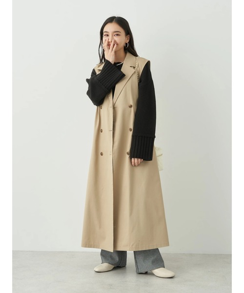 earth music&ecology（アースミュージックアンドエコロジー）の「2WAYジレンチ（ベスト・レディース・ブラック/ベージュ・FREE）」の14枚目の写真