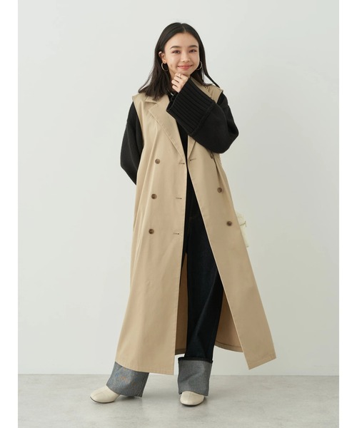 earth music&ecology（アースミュージックアンドエコロジー）の「2WAYジレンチ（ベスト・レディース・ブラック/ベージュ・FREE）」の15枚目の写真