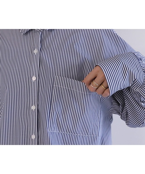 reca(レカ)の「【ZOZOTOWN限定】先染めストライプビックシャツ(シャツ/ブラウス・レディース・ピンク/ネイビー/グリーン・FREE)」の11枚目の写真