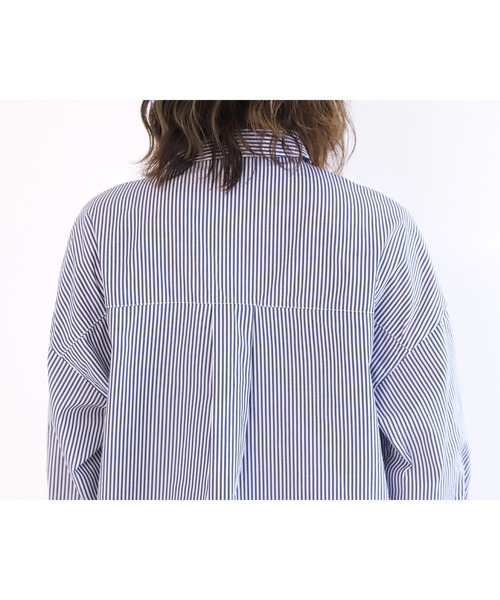 reca(レカ)の「【ZOZOTOWN限定】先染めストライプビックシャツ(シャツ/ブラウス・レディース・ピンク/ネイビー/グリーン・FREE)」の7枚目の写真