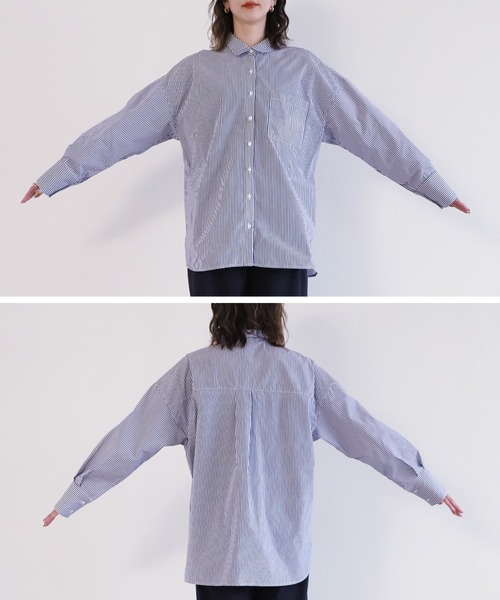 reca(レカ)の「【ZOZOTOWN限定】先染めストライプビックシャツ(シャツ/ブラウス・レディース・ピンク/ネイビー/グリーン・FREE)」の21枚目の写真